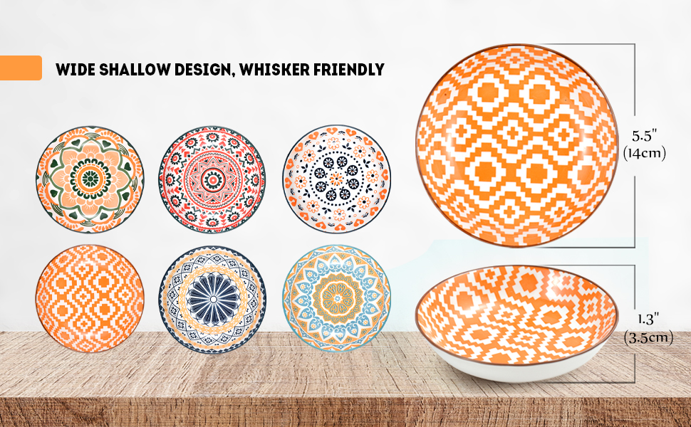 Набір мисок для котів (6 шт.) з кераміки: миски для корму, годівниці, мисочки для води