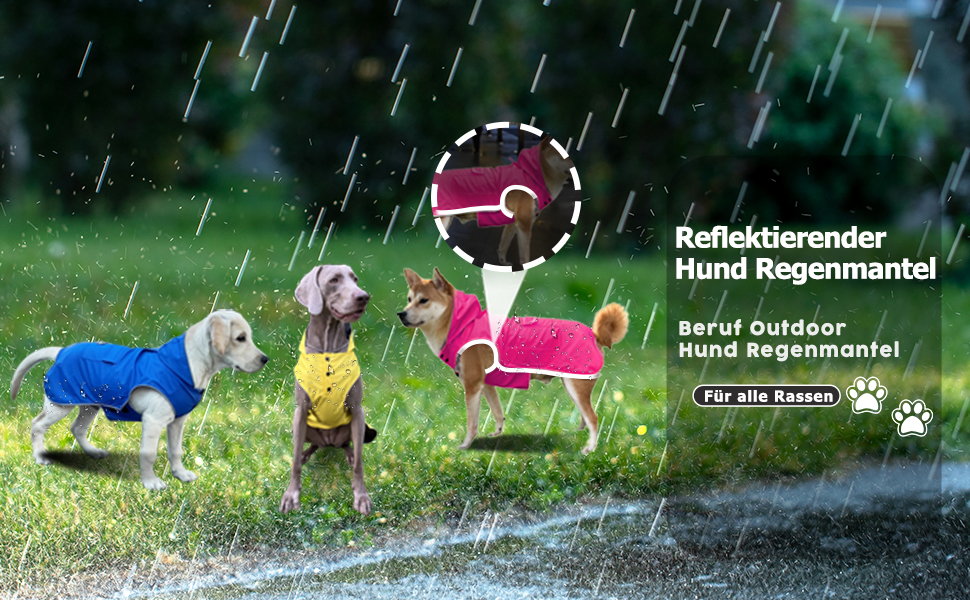 Дощовик для собак, м'який та зручний, з відбиваючими елементами, регульований, легкий в одяганні, отвір для повідка, розміри S - XXXXXL (Рожевий, M)