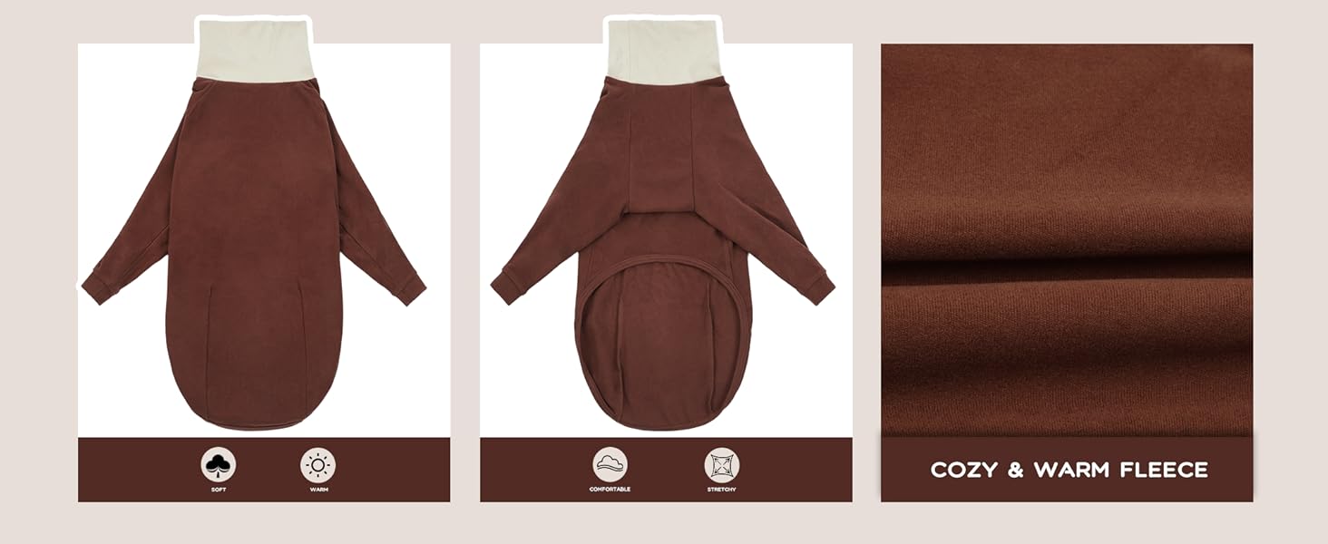 Теплий пуловер для віндхундів та віппотів (вайєт) з флісу, армійсько-зелений та коричневий кольори, розмір XL