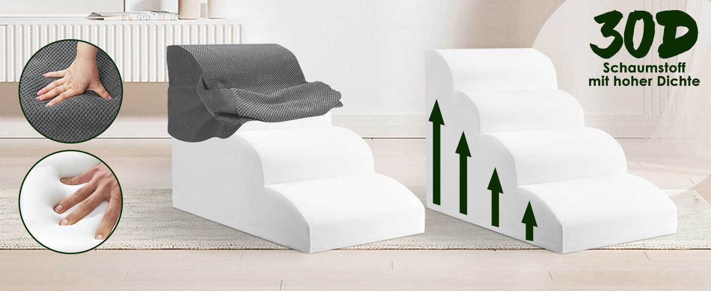 Сходинки для собак та котів 4 сходинки, 50 см, сірі. Зручні та миючі сходинки для тварин з антиковзким покриттям. Підійдуть для софи та ліжка.