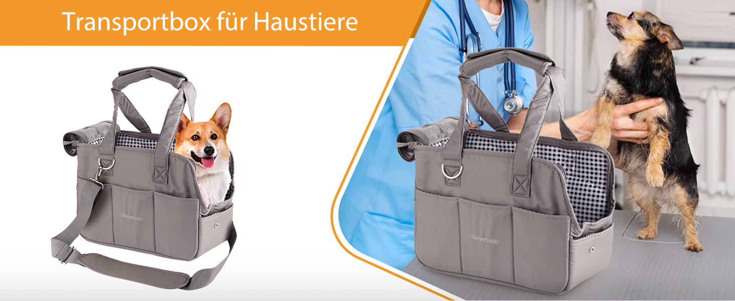 Сумка-переноска для собак та котів Maxetodo, маленька, сіра, 16 x 27 x 34 см