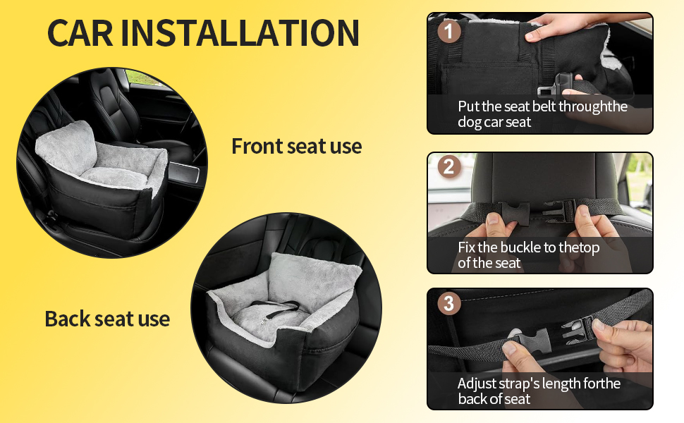 Автокрісло для собак великих порід, автоліжко для собак та котів, зручне автоліжко для тварин з поворотцем та антиковзною основою, чорний колір, великий розмір