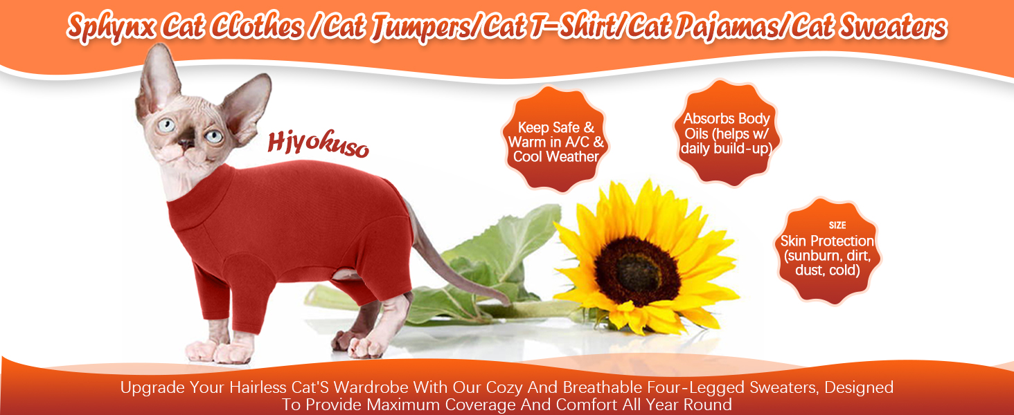 Пуловер для кота без шерсті (Сфінкс, Корніш Рекс, Девон Рекс, Петербал) | Одяг для котів після операції