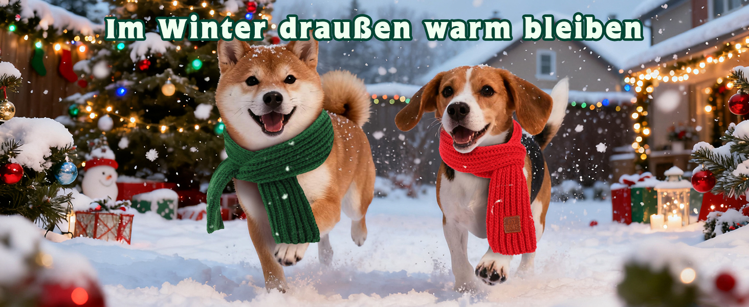 Новорічна шапка для собак та костюми для собак на Різдво. Шапка та шарфи для собак великих та середніх порід (червоний та зелений шарф)