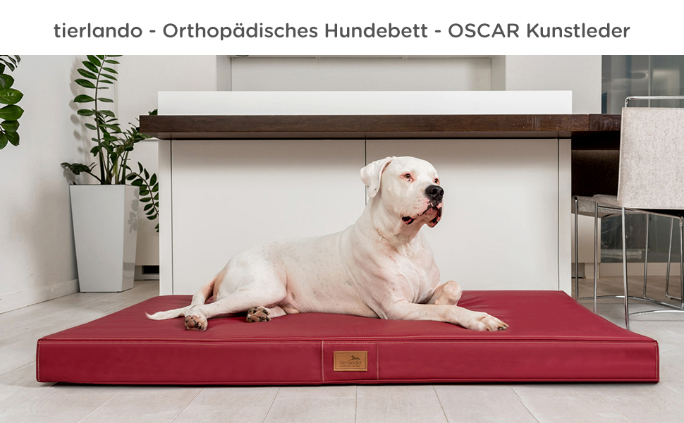 Ортопедичний матрац для собак Tierlando® Oscar Easy CLEAN з екошкіри та віскоеластичної піни, 120x90 см, колір: коричневий | Антипрослизьке покриття