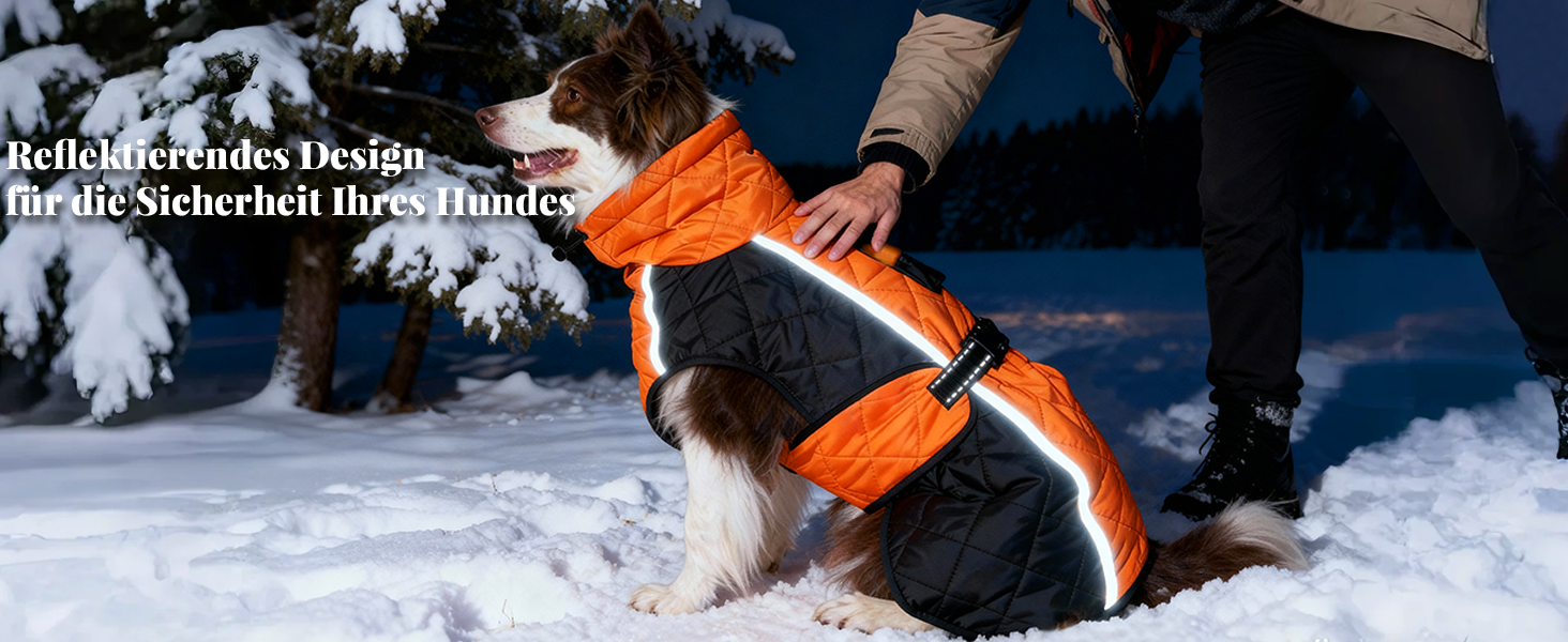 Зимовий теплий куртка для собак, непромокаємий, вітрозахисний, з регульованою застібкою, оранжево-чорний (XS, 43.2-50.8 см)