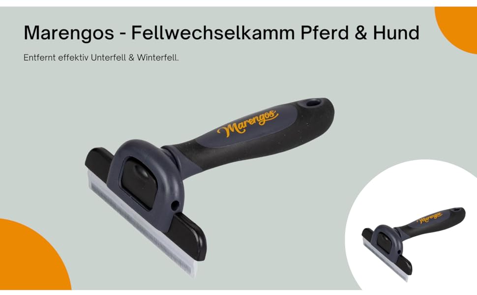 Гребінець для шерсті коня та собаки Marengos | Видаляє підшерсток та зимове хутро | Здорове шкірне покриття та блискуча шерсть | Гребінець для гриви коня | Допомога у линянні коней та собак | Аксесуари для коней