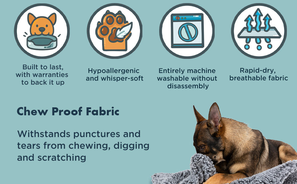 Міцне ліжко для собак Stoutwool - стійке до гризіння, для маленьких порід, 58x41x5 см, сірий