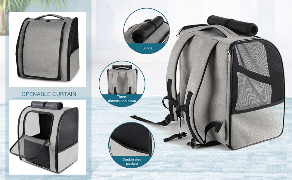 Рюкзак для собак та котів PETCUTE: зручний та дихаючий, сірий колір