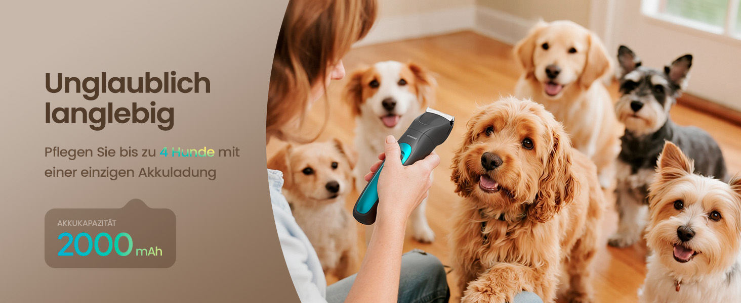 Машинка для стрижки собак та котів oneisall 2-в-1 з тримером для лап, LED-підсвічуванням, тиха робота, акумулятор 2000 mAh, професійний триммер для густого та кучерявого хутра, синій