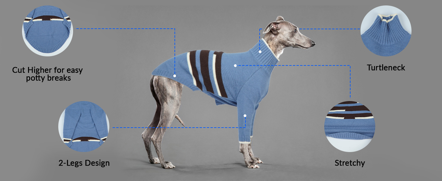 Пуловер для породистих собак Windhund Antel, теплий зимовий пуловер/світшот для великих собак, м'яка куртка для лайкерів (Areegrün, S, Blau)