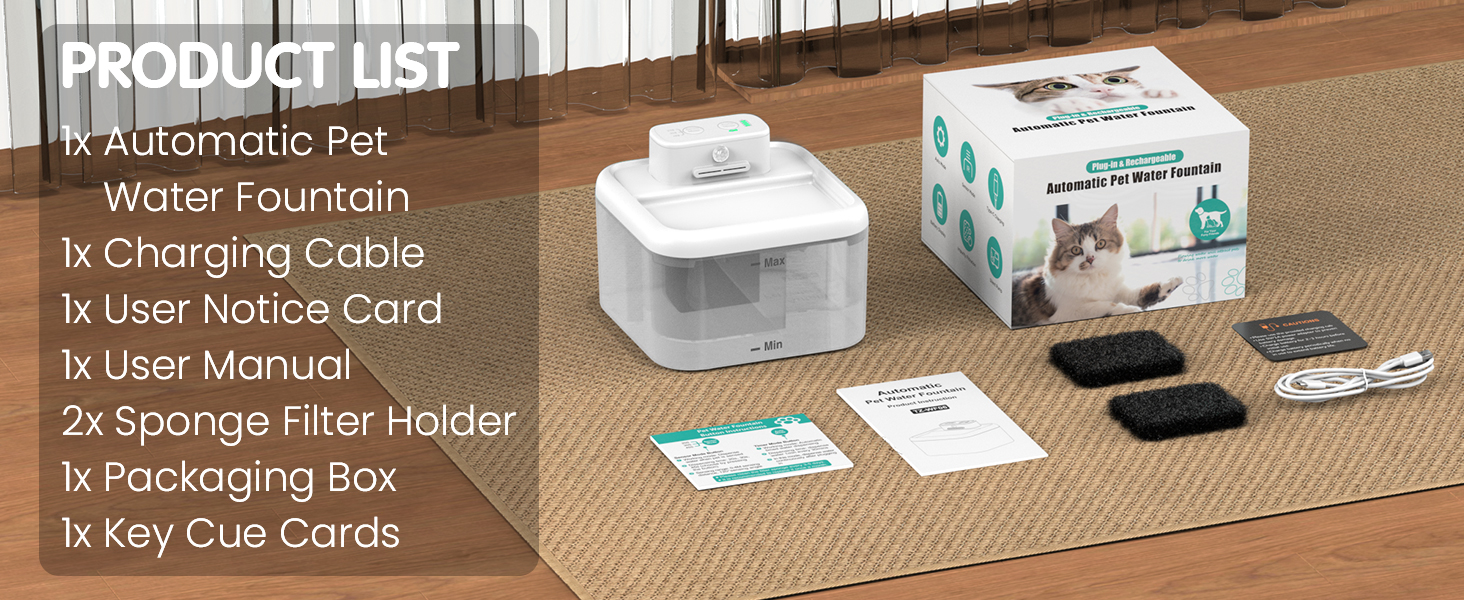 Фонтанчик для котів RUXAN WF06-Білий: ультратихий, з акумулятором 2200mAh, 3 режими, з датчиком руху, для котів та собак