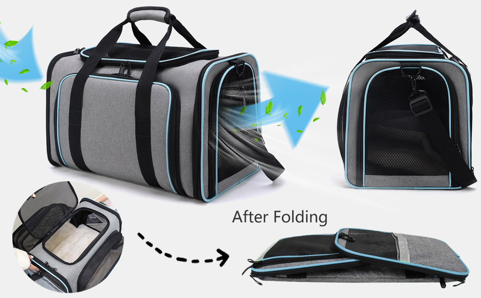 Транспортна сумка для котів та собак PETCUTE, складана переноска для тварин з підкладкою, шлейкою, дихаюча сумка для автопоїздок, чорно-помаранчевий колір