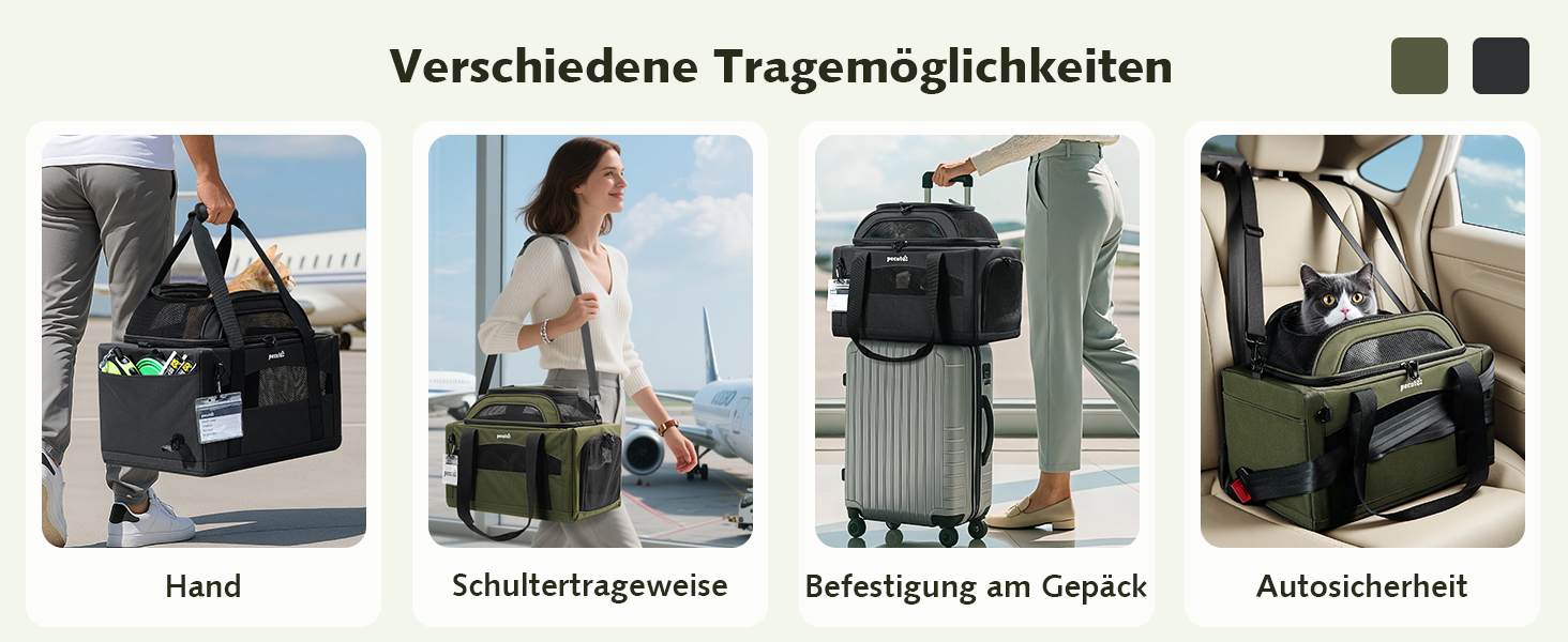 Транспортна сумка для котів Pecute: легка, складана, для подорожей, зелена