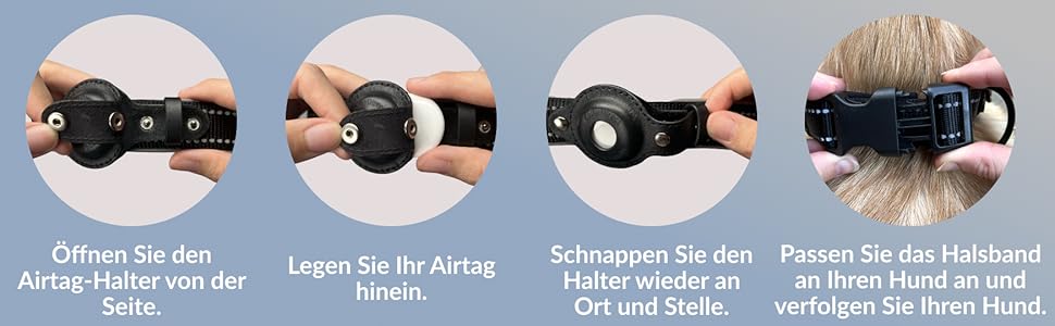 Нашийник для Apple AirTag для собак CollarDirect, світловідбиваючий, чорний, XL (51-61 см)