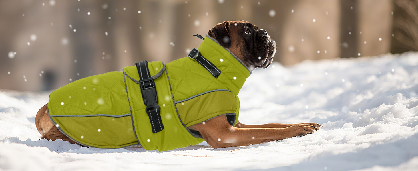 Водонепроникний зимовий одяг для собак великих порід (Німецька дога) з високим коміром, 3XL, зелений