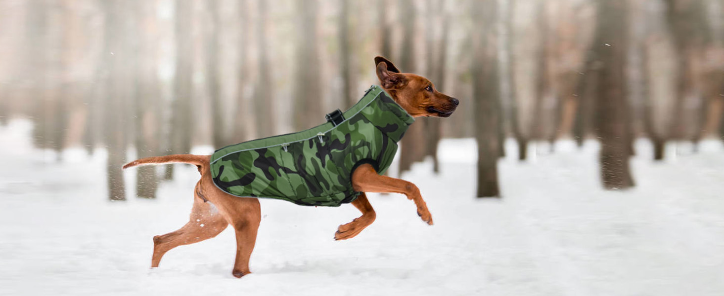 Водонепроникний зимовий одяг для собак, теплий куртка для собак з отвором для шлейки, для малих, середніх та великих собак, військовий камуфляж, з світловідбиваючими смугами, блискавка, XL