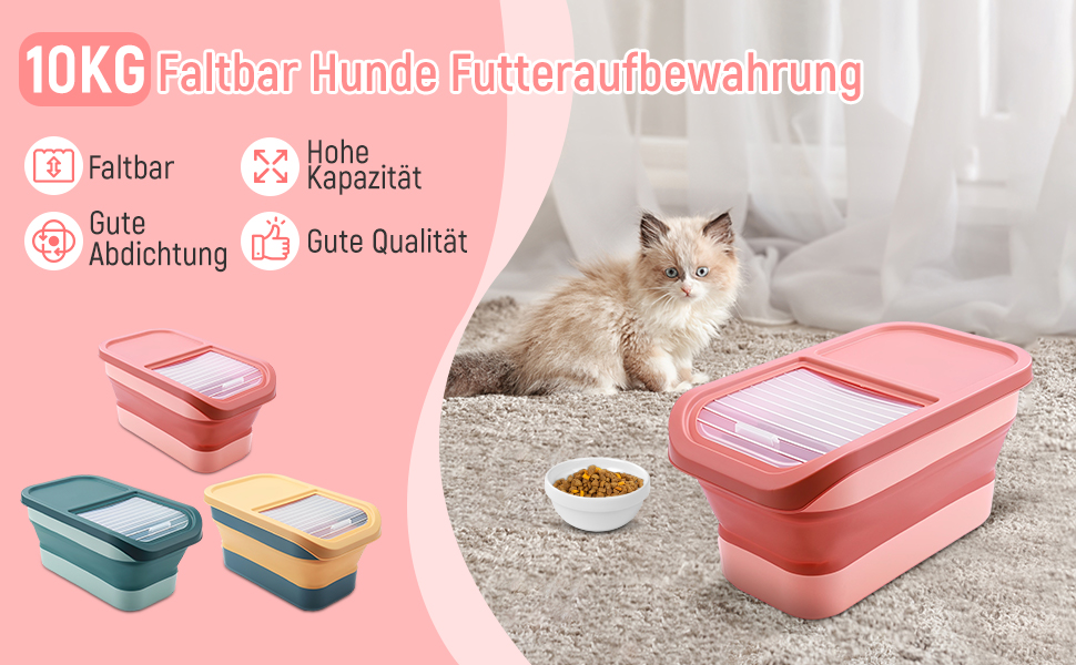 Контейнер для корму для собак Colcolo, 10 кг, складний, герметичний, зелений