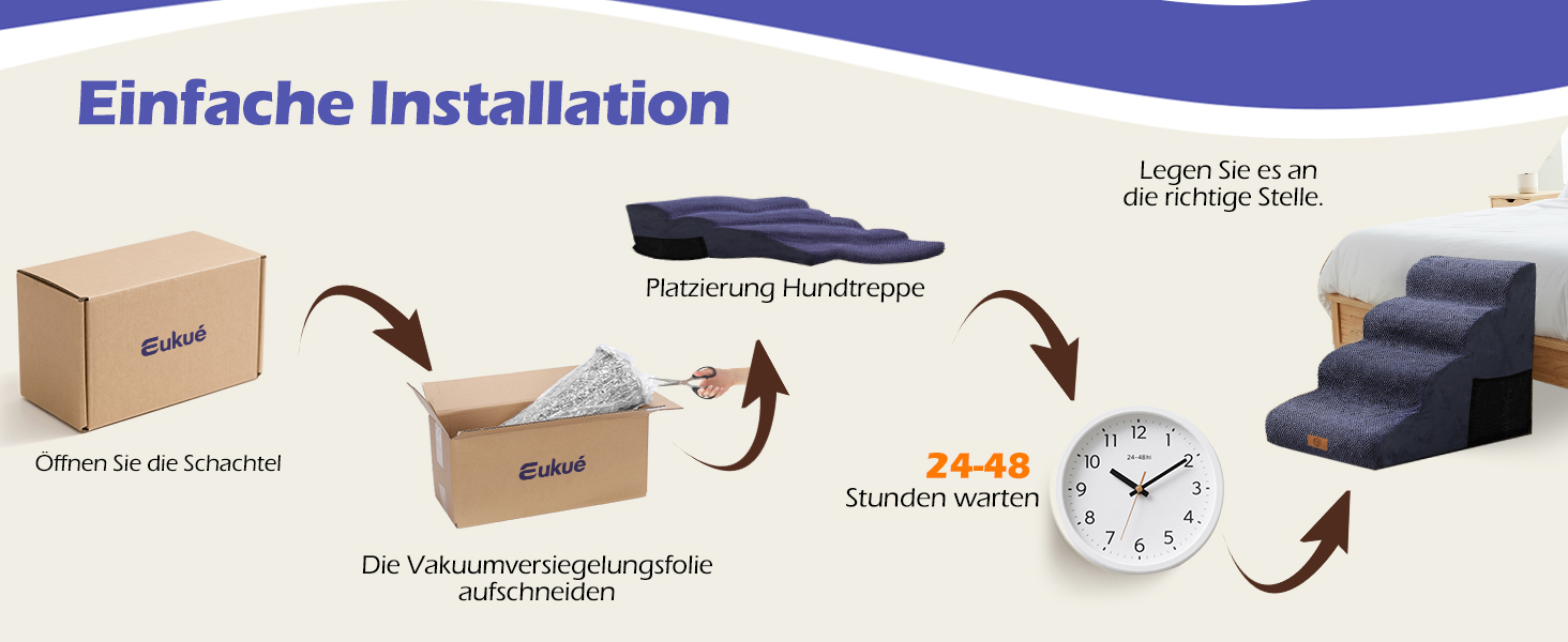 Сходинки для собак Eukue: 5 сходинок, складані, для малих та великих собак, з антиковзким покриттям, для ліжка, дивану (блакитні)