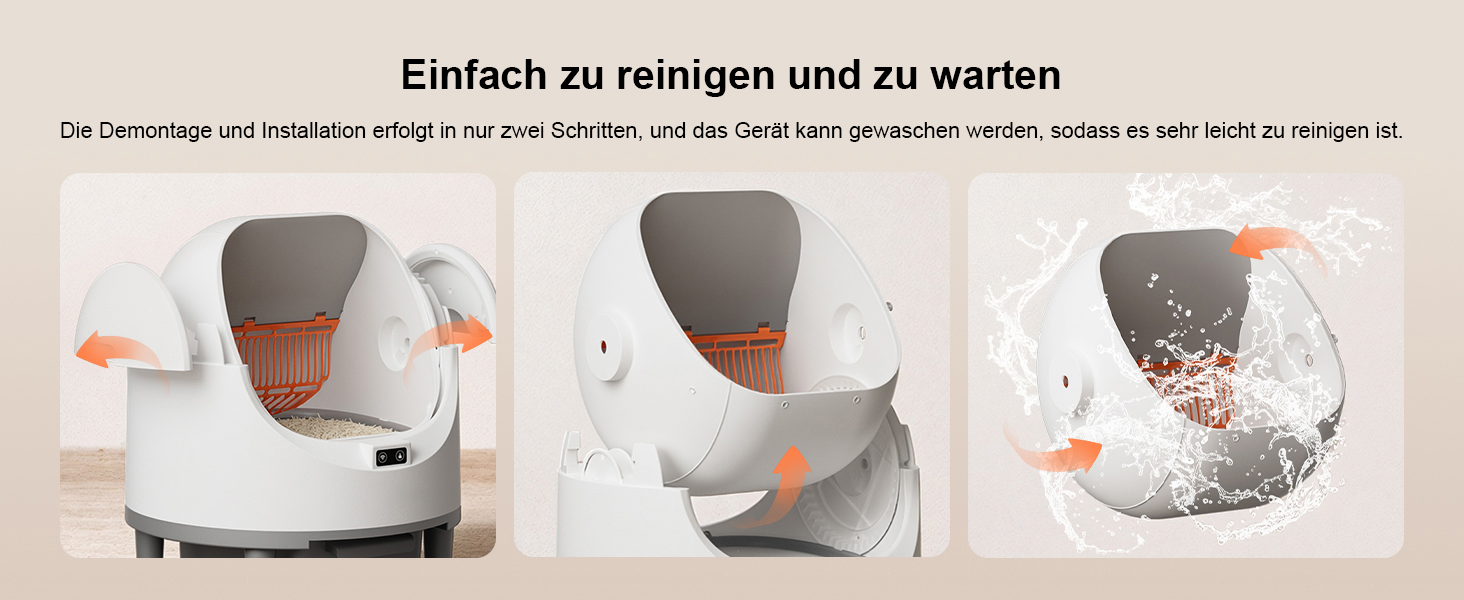 Автоматичний лоток для котів Katzenklo Selbstreinigend XXL 65L з керуванням через додаток, для 2+ котів, без запаху, з ситом