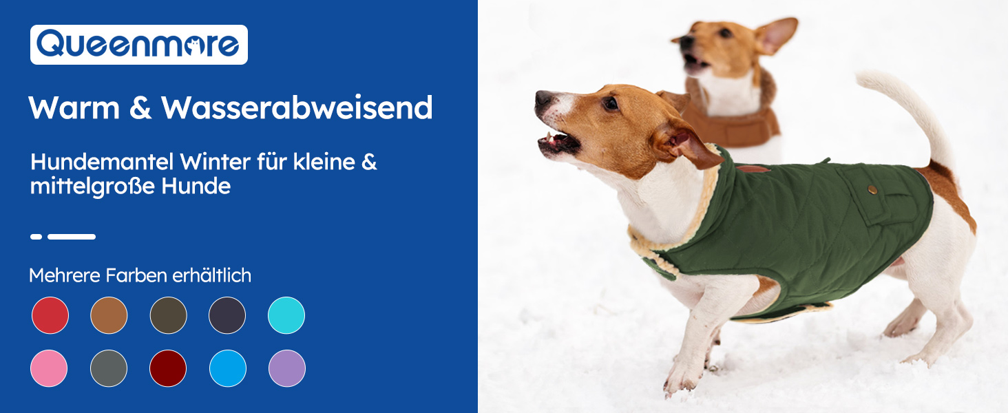 Водонепроникний зимовий теплий пуховик для собак Queenmore: для джек-расселів, чихуахуа, пуделів, бульдогів, біглів, блакитний, розмір S