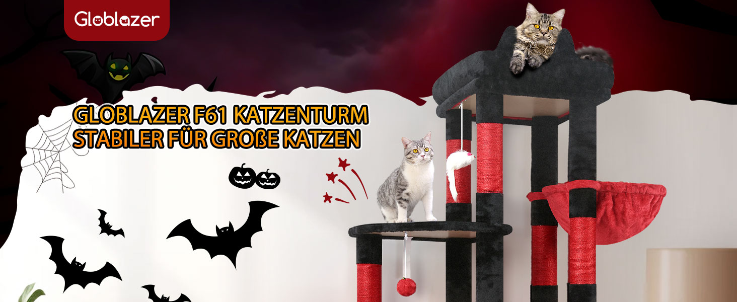 Драбина для котів Globlazer XL, Готичний стиль, сірий, 156 см, з будиночком та кігтеточками