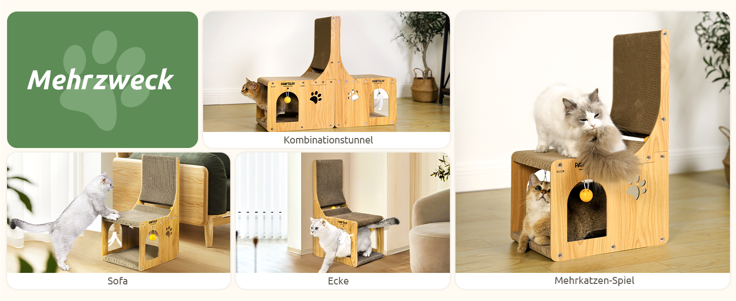 Котячий кігтетоп Pawtasy 2 в 1: для стіни та кута, з іграшкою-м'ячиком, захист меблів