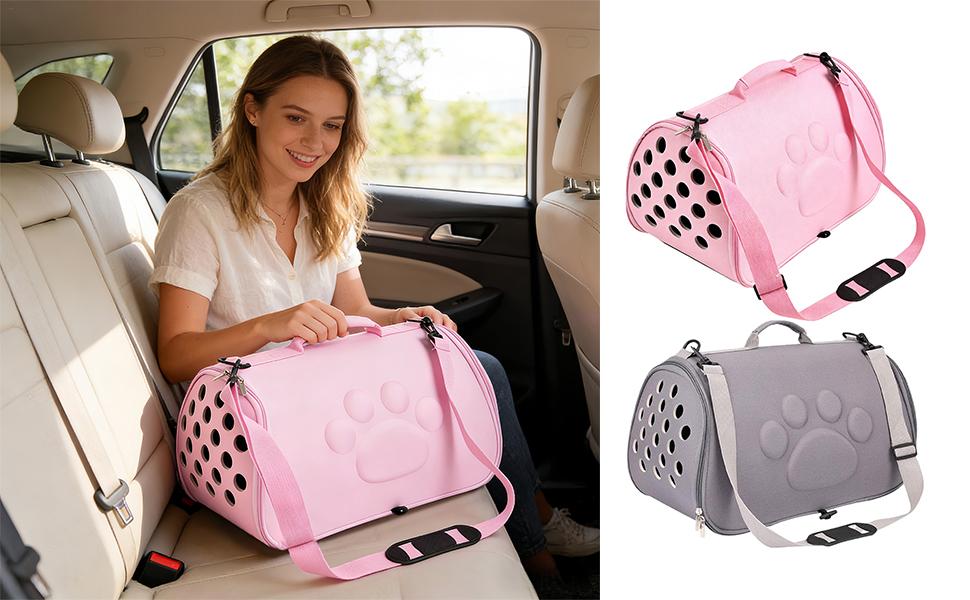 Трансформер для котів - сумка-переноска для подорожей з регульованим плечовим ременем, рожева