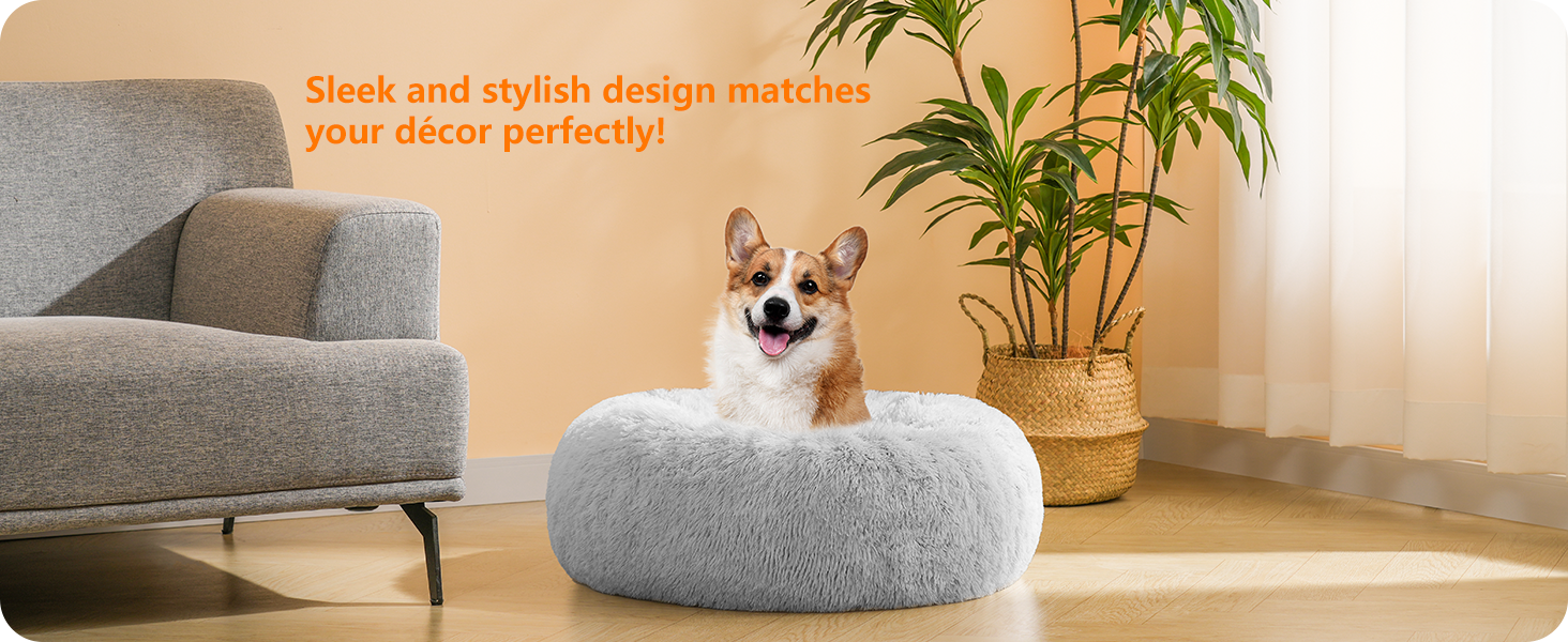 Ортопедичне ліжко для собак HMTOPE: кругле, м'яке, для собак та котів, 70 см, сірий колір