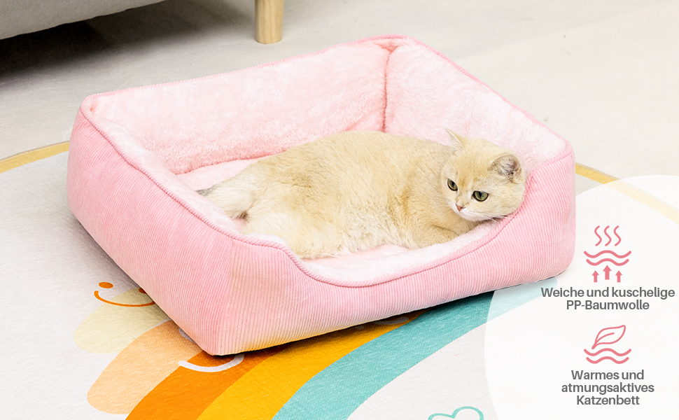 М'яке ліжко для котів та собак, рожеве, 55 x 45 x 15 см