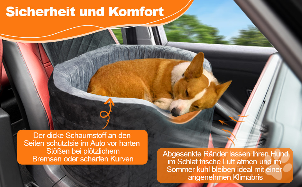 Автокрісло для собак - чорне автокрісло-бустер для маленьких собак з 28D Memory Foam, неслизький водонепроникний підкладка, переноска для подорожей з кишенями для зберігання та ковдрою, сірий (01-Чорний)