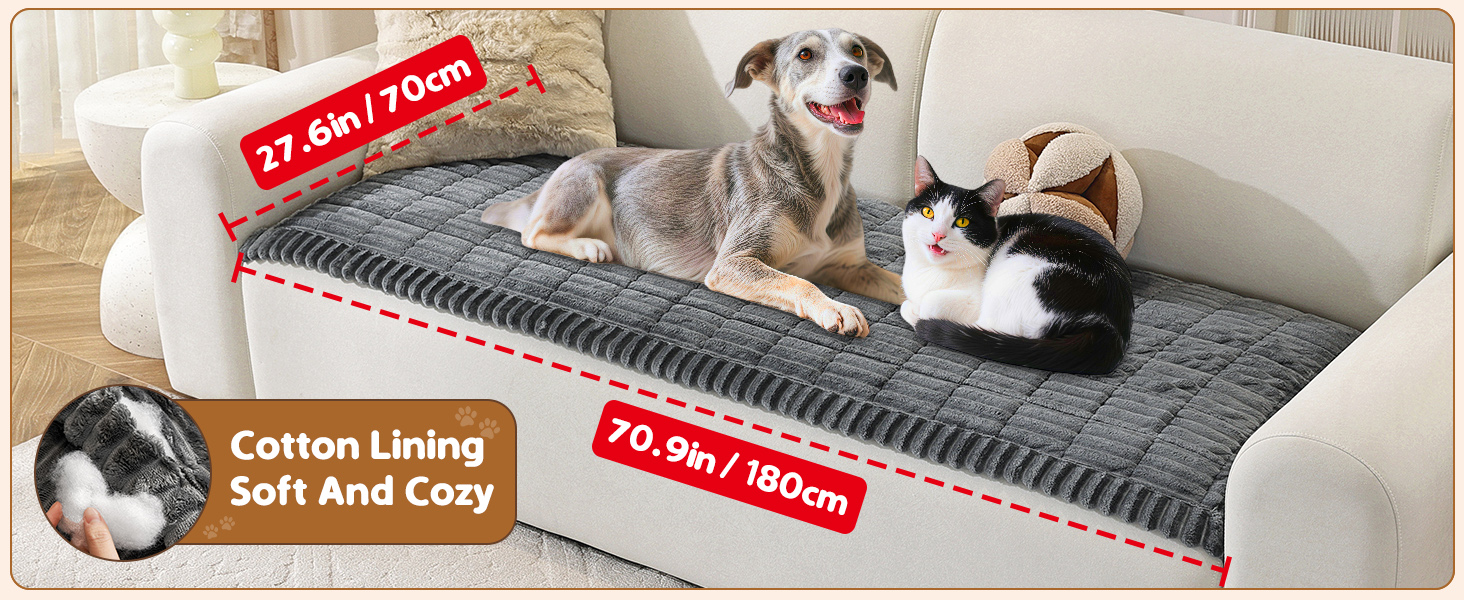Плед на диван для собак, фланелевий, 70 x 180 см, темно-сірий. М'який, антиковзаючий, для захисту дивану, машинне прання