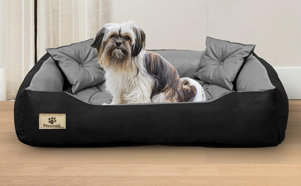 Кругле ліжко для собак середніх порід King Dog, 75 x 65 см, чорне, водонепроникне, з ортопедичним наповнювачем