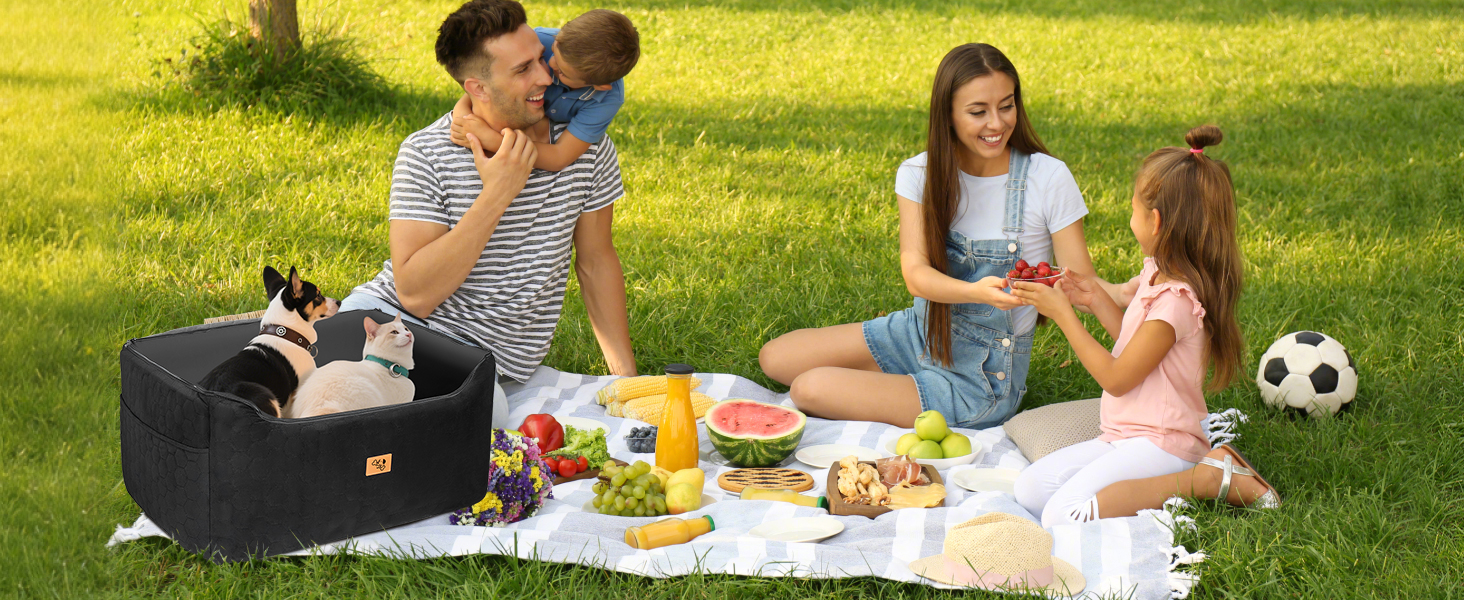 Автомобільний лежак для собак середніх та великих порід 78x55x53 см, знімний, миючий, з поводом, водонепроникний чохол, для великих собак