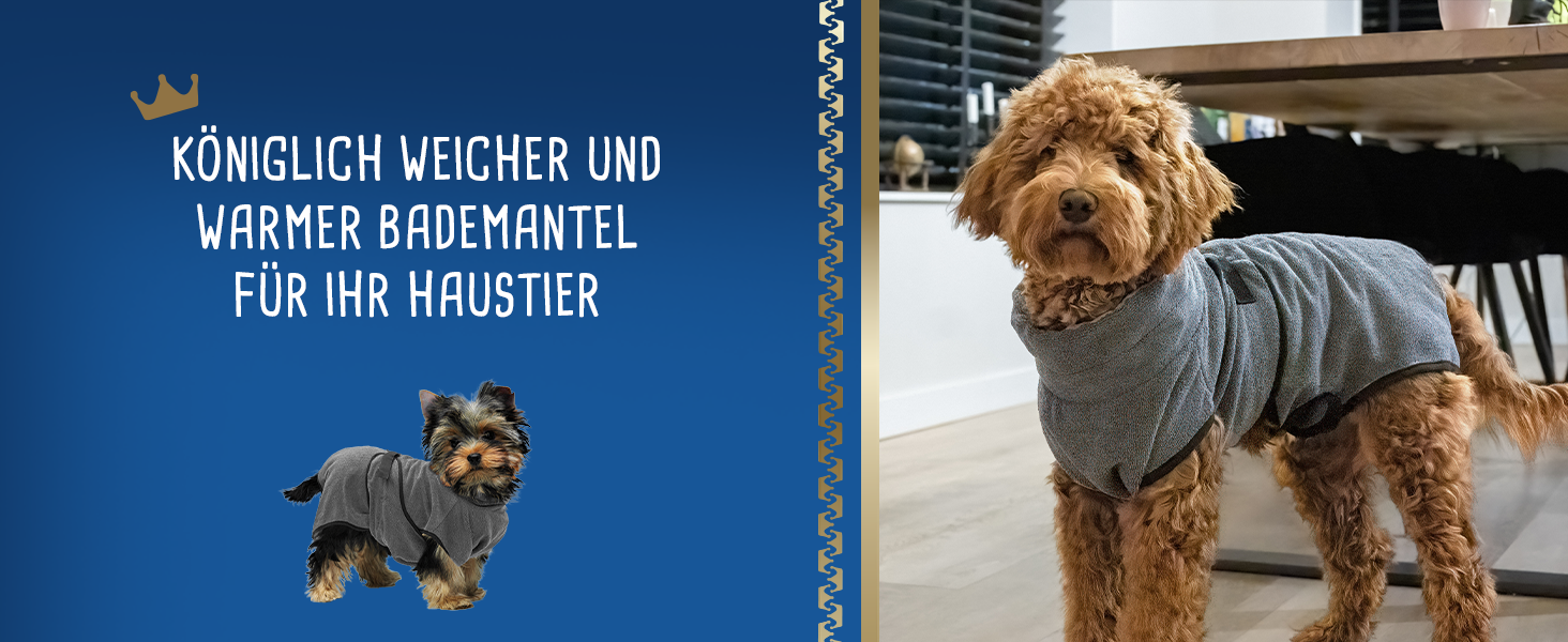 Рушник для собак Роя Dry Hundebademante – для собак середнього розміру, 60-68 см, мікрофібра, сірий (XS)