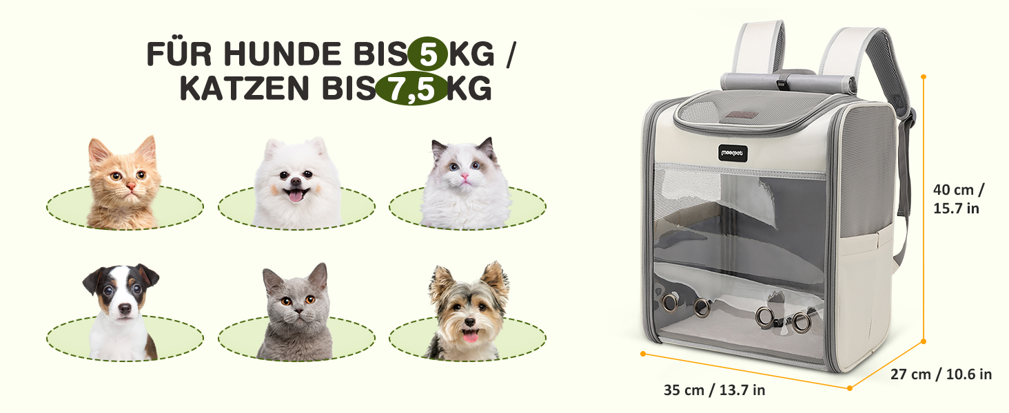 Рюкзак для котів великих порід ALLSOPETS, складаний рюкзак для собак та котів, дихаюча переноска для подорожей, прогулянок та походів (димно-зелений)