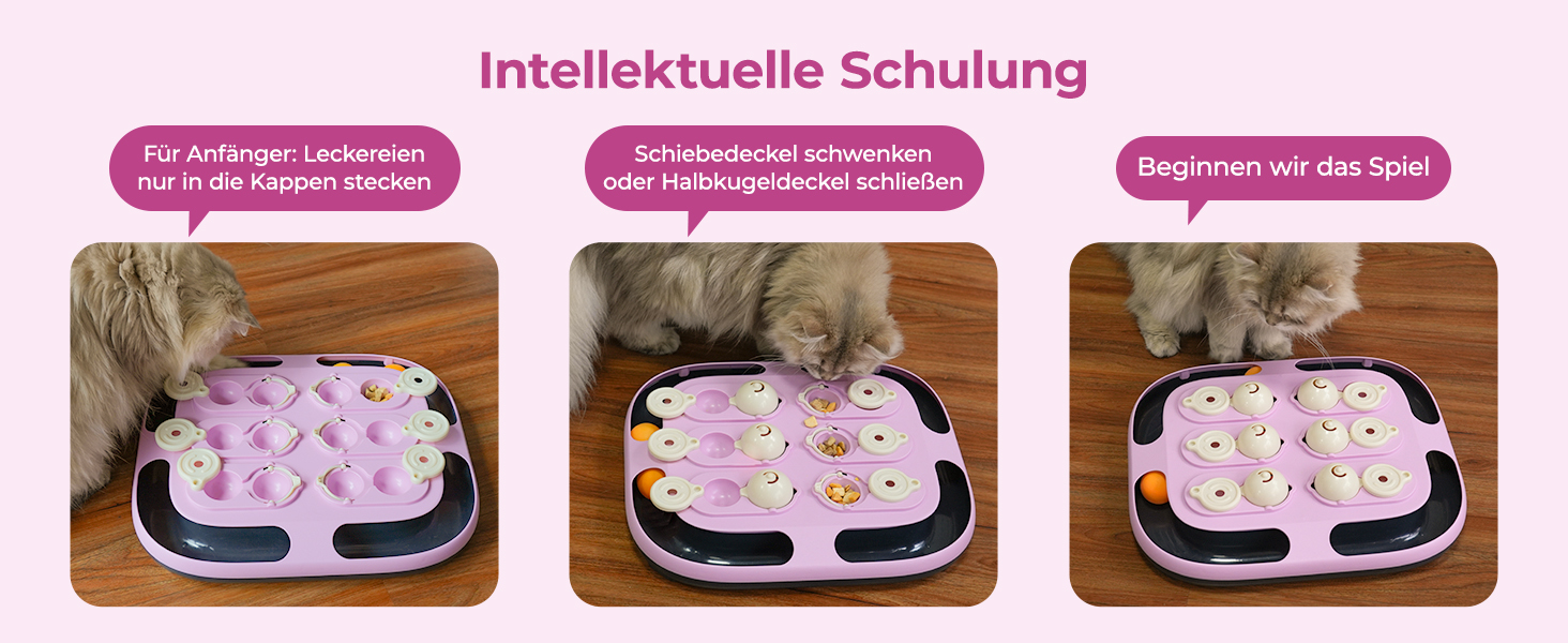 Інтерактивна іграшка для котів LACCEN 2-в-1 з м'ячиком-трекером та дозатором ласощів, пазл-іграшка для кошенят та дорослих котів, фіолетовий колір