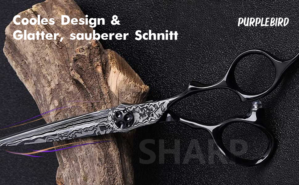 Професійна перукарська ножиця PURPLEBIRD 6 дюймів для стрижки та проріджування волосся. Японська сталь 440C, для жінок та чоловіків. Пряма ножиця