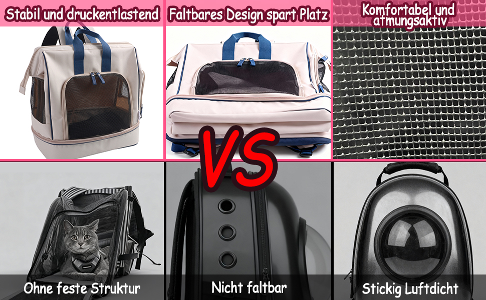 Розширювана переноска для котів – складана переноска для котів та маленьких собак до 6 кг, легка переноска-сумка для собак, дихаюча та компактна переноска, світло-сіра (біло-блакитна)