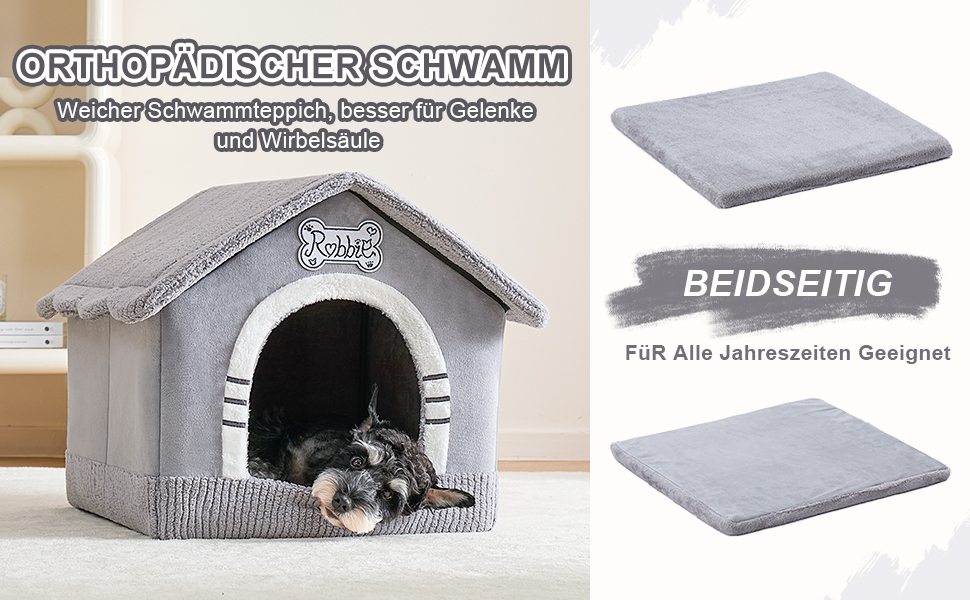 Будинок для собак Jiupety, XL, 51x46x46 см, сірий - затишний лежак для собак вагою 7-14 кг, підходить для дому