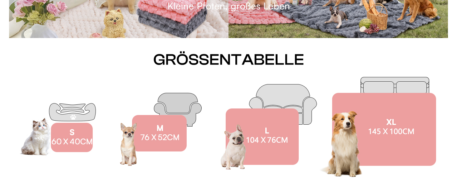 М'яка ковдра для собак та котів Luciphia, 3 шт. у наборі, 52x76 см, фланель, рожева, бежева, сіра