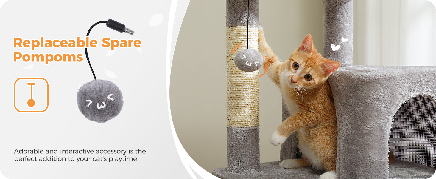 Комплекс для котів PAWZ Road з гамаком, будиночком та 6-ти ярусними полицями, 143 см