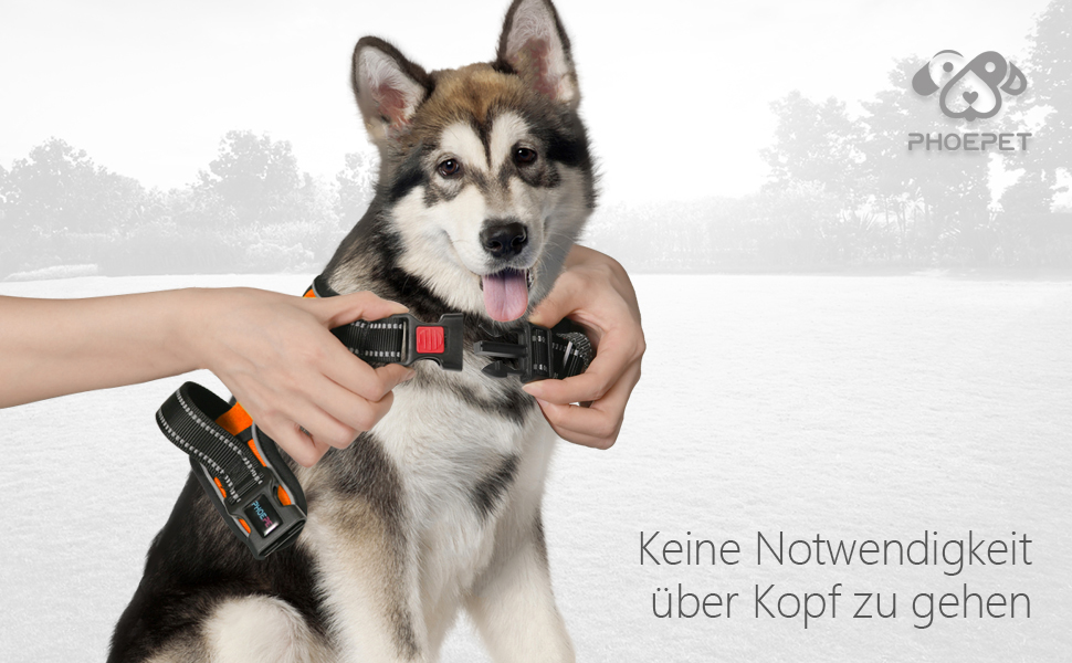 Шлейка для собак PHOEPET з регулюванням, для прогулянок, з карабіном, світловідбиваючими смугами та ручкою для контролю (XL, помаранчевий)