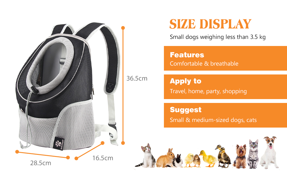 Рюкзак для собак та котів PETCUTE: зручна переноска з висувною головою та знімним килимком, чорний