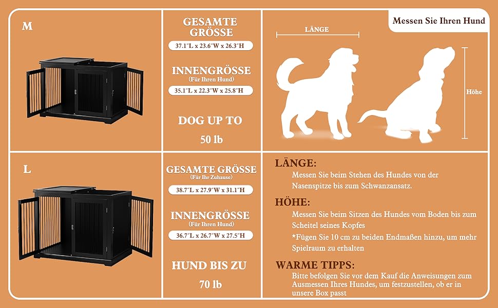 Клітка для собак HOLTICO, чорна, велика (L) з м'яким лежанком, для дому, з відкидним верхом, стильна, міцна