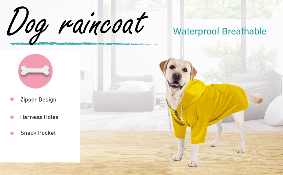 MOREZI Водонепроникний дощовик для собак з захистом лап та міцною капюшоном - Легкий, для малих/середніх порід - Застібка-блискавка, регульований шнурок, синій, S (Обхват грудей: 43-48 см), колір 'Глибокий синій'