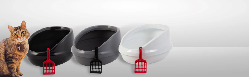 Котлочистка Iris Ohyama PNE-500H, біла, овальна, без кришки, для котів та кошенят, велика, BPA-free, з совком