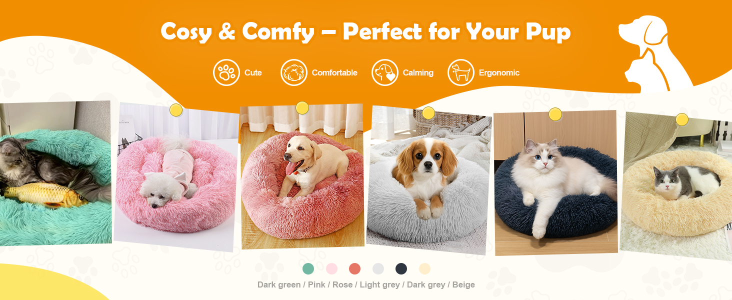 М'яке ліжко для собак та котів, корзина для собак, миється, подушка для собак 70 см, кругла ліжко для собак з плюшу, ліжко для собак та котів, для маленьких, середніх та великих собак, темно-сірий, 70 x 70 x 20 см