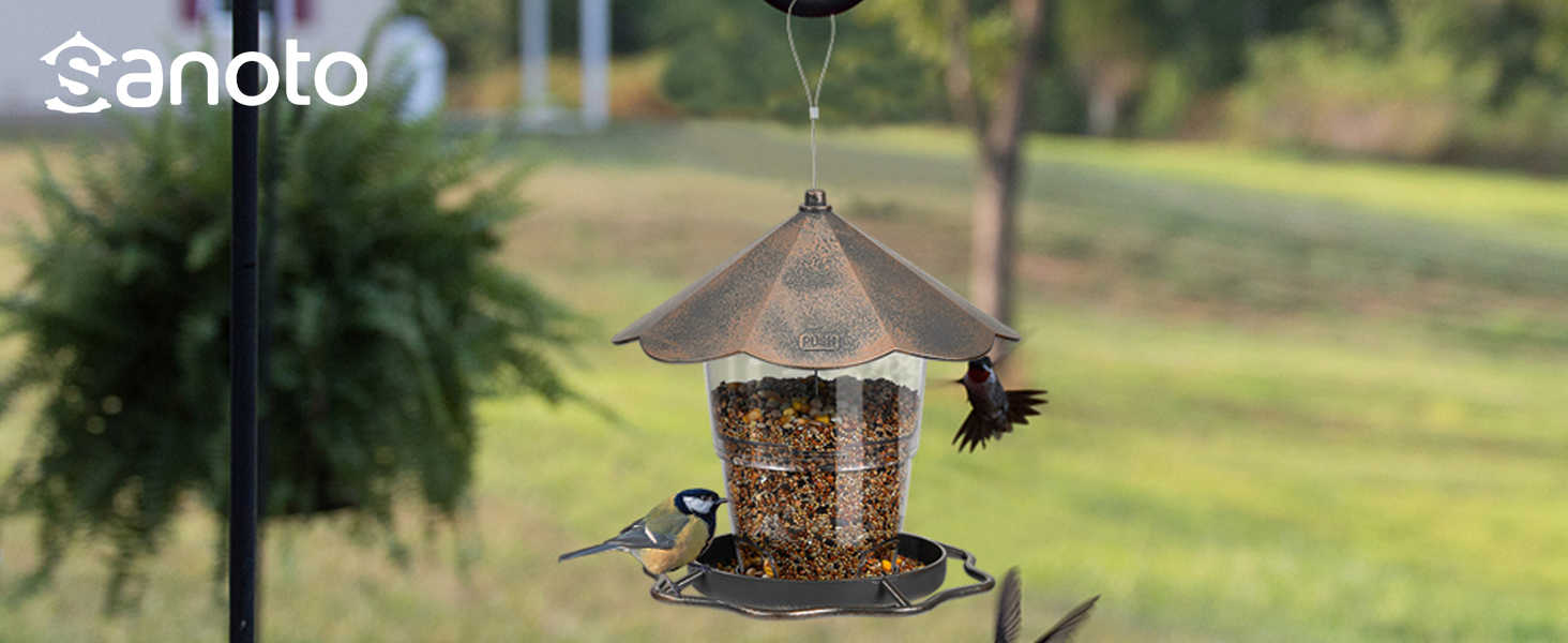 Годівниця для птахів Sanoto, підвісна, складна, вологостійка, для балкона та саду, золота