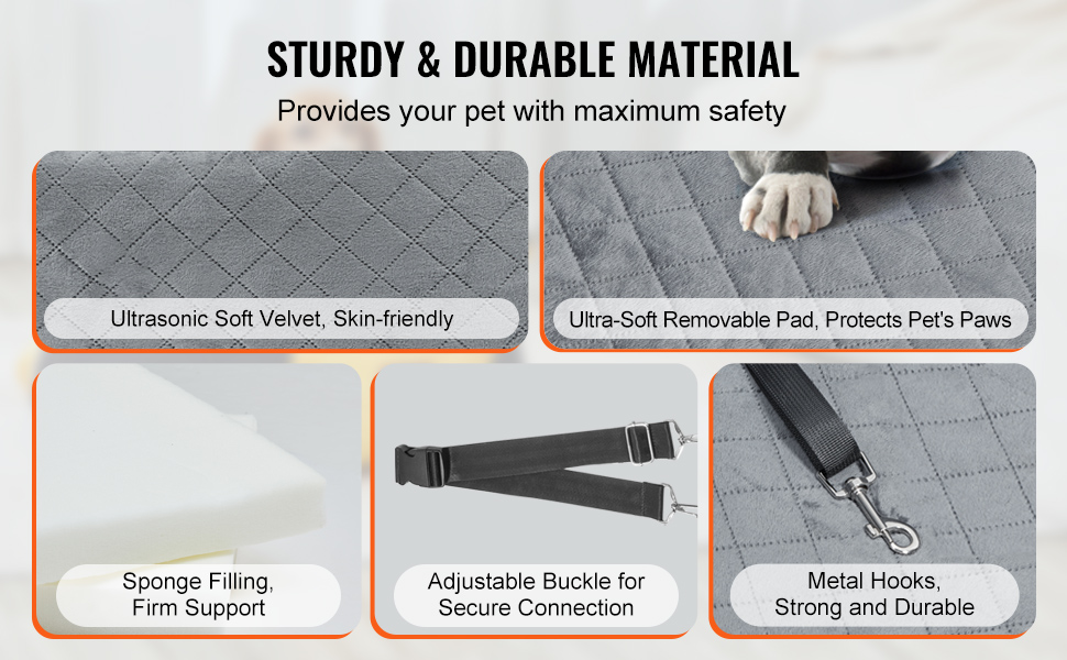 Автокрісло для собак VEVOR - підйомник для собак у машину з кишеню, безпечна прив'язка, гумова наповнювач, ліжко для собак середніх та великих порід (до 25 кг)